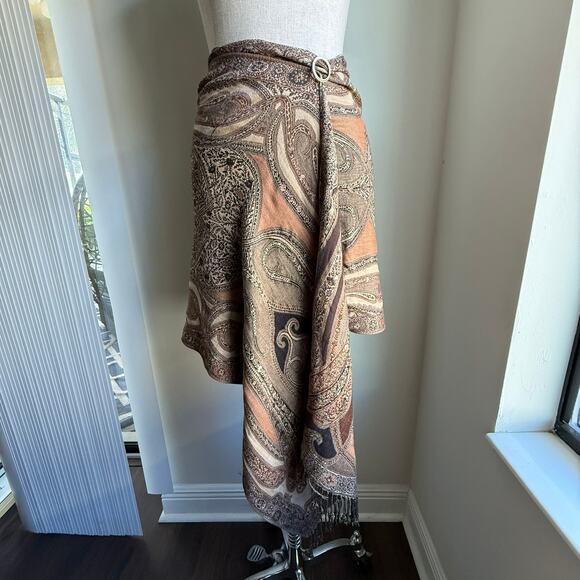 Paisley Fringe Scarf Shawl Wrap Boho Heritage Fall Accessory 71x20.5 - Picture 5 of 11